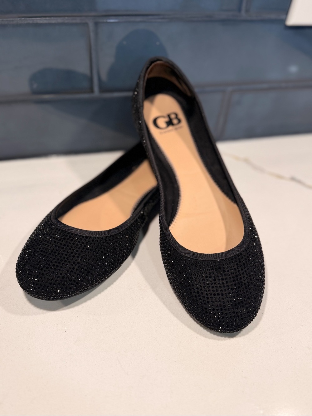 Gianni Bini Black Sparkle Studded Ballet Flats